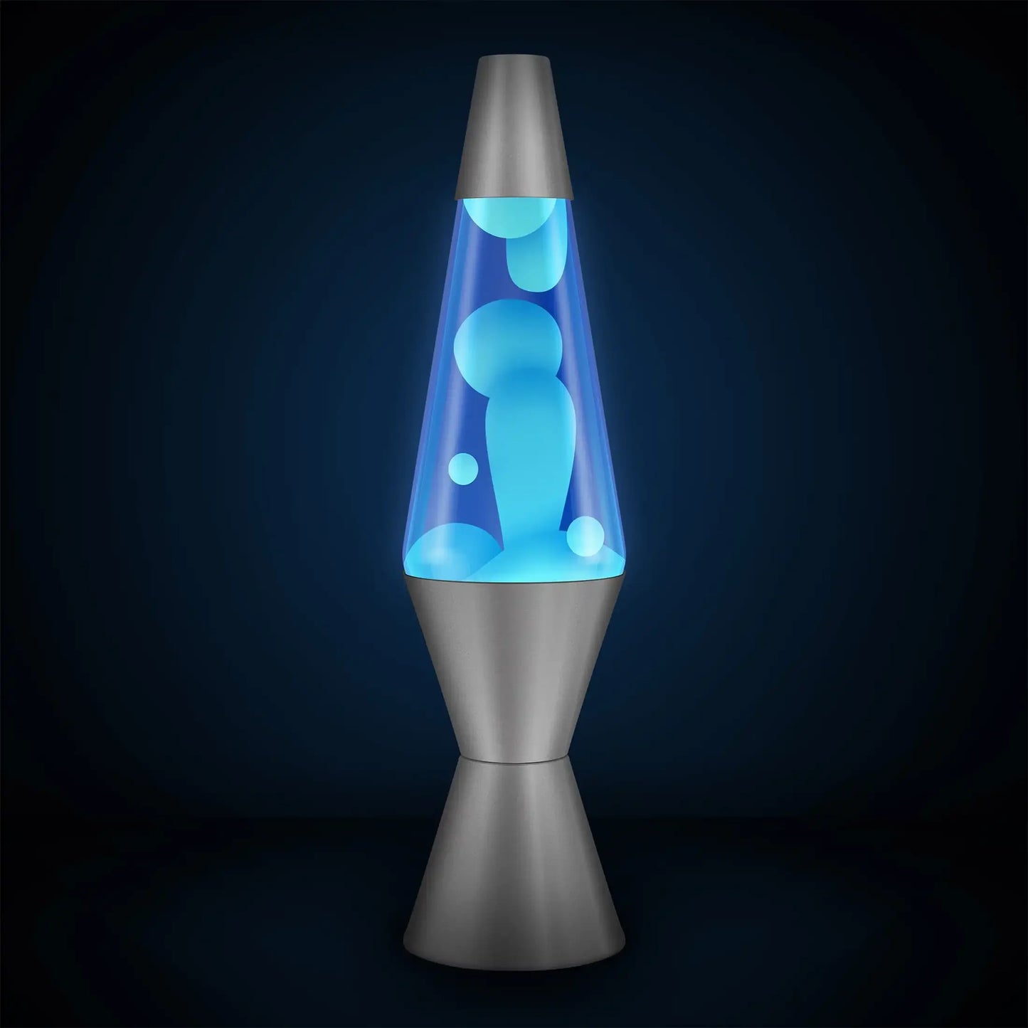14.5" White Wax Lava Lamp Blue Liquid, Silver Base, 25W Bulb. Mood Lighting for Bedroom