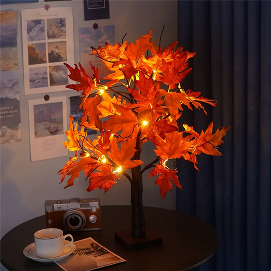 Autumn Decoration Maple Leaf Tree Lights With 24 Leds 60Cm Light Tree + Autumn Leaves Decoration For Table Autumn-New