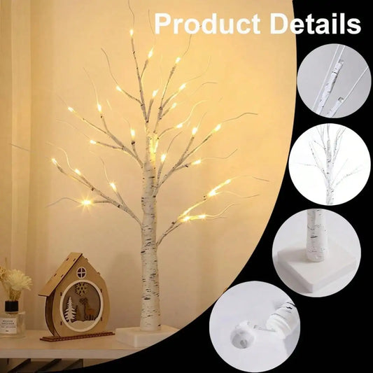 1pc 24 LED Birch Branches Tree Light Battery/USB Powered Tree Lamp For Home Party Bedroom Indoor Ornaments Festival Decoration