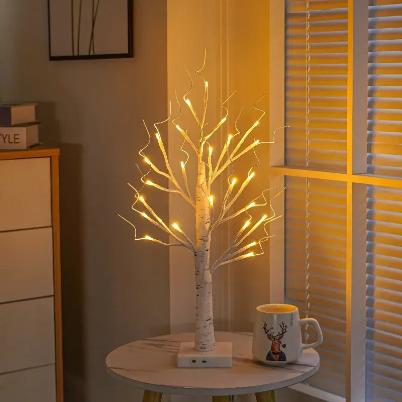1pc 24 LED Birch Branches Tree Light Battery/USB Powered Tree Lamp For Home Party Bedroom Indoor Ornaments Festival Decoration