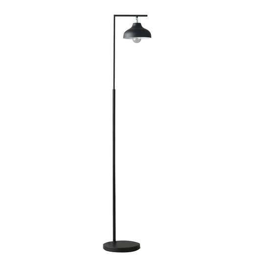63" Black LED Arc Floor Lamp With Black Metal Bowl Shade-1