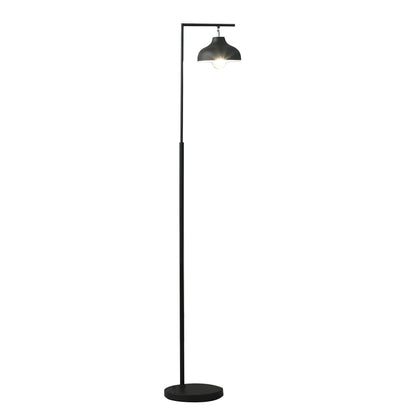 63" Black LED Arc Floor Lamp With Black Metal Bowl Shade-2
