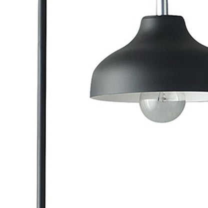 63" Black LED Arc Floor Lamp With Black Metal Bowl Shade-3