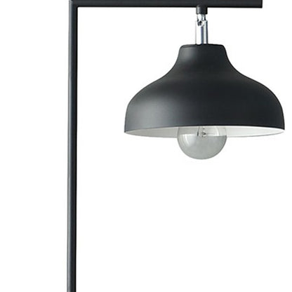 63" Black LED Arc Floor Lamp With Black Metal Bowl Shade-4