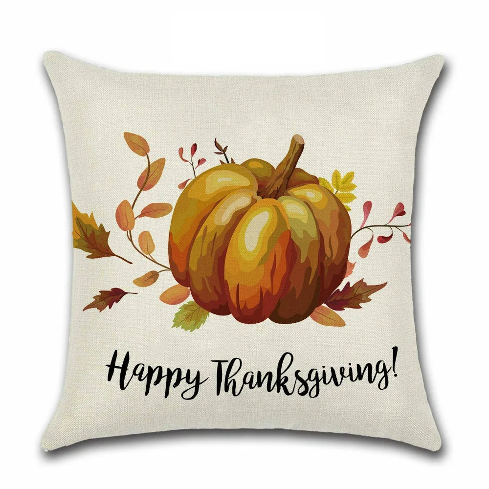 Thanksgiving Day Pillow Covers Pumpkin Truck Harvest Rustic Art Decor Cushion Cover Sofa Home Fall Autumn Farm 45*45 cm Printed