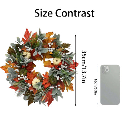 Fall Decorations For Home - 35/45cm Autumn Maple Leaf Pumpkin Pine Cone Berry Wreath - Fall Wreath For Thanksgiving Halloween Fa