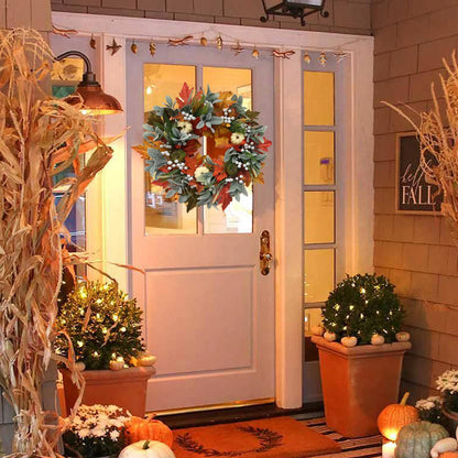 Fall Decorations For Home - 35/45cm Autumn Maple Leaf Pumpkin Pine Cone Berry Wreath - Fall Wreath For Thanksgiving Halloween Fa