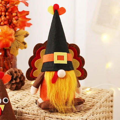 ﻿ Halloween Gnome Decorations,Handmade Pumpkin turkey Ornaments Swedish Tomte Nordic Plush Elf Doll Nisse Adorable Gnome ﻿