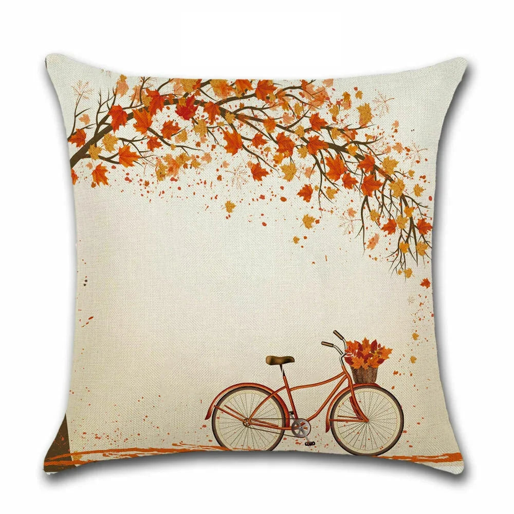 Thanksgiving Day Pillow Covers Pumpkin Truck Harvest Rustic Art Decor Cushion Cover Sofa Home Fall Autumn Farm 45*45 cm Printed
