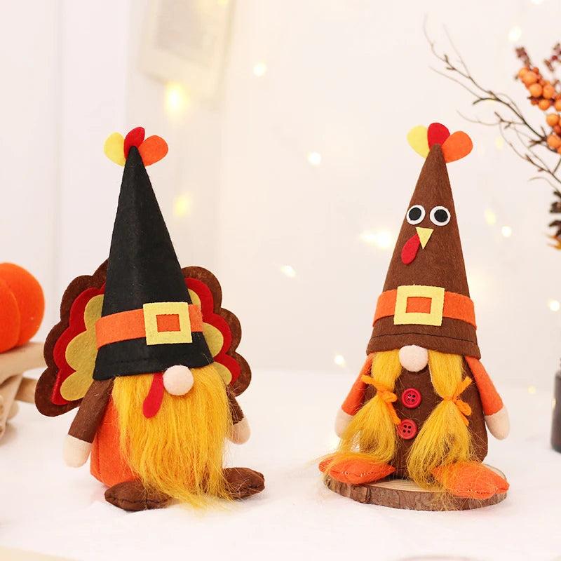 ﻿ Halloween Gnome Decorations,Handmade Pumpkin turkey Ornaments Swedish Tomte Nordic Plush Elf Doll Nisse Adorable Gnome ﻿