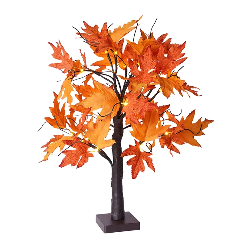 Autumn Decoration Maple Leaf Tree Lights With 24 Leds 60Cm Light Tree + Autumn Leaves Decoration For Table Autumn-New