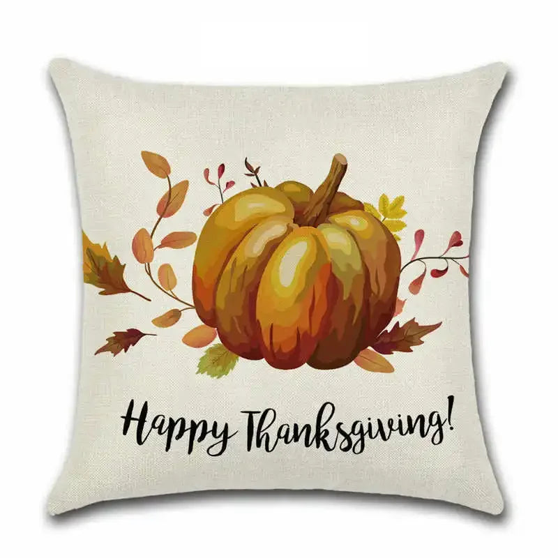 Thanksgiving Day Pillow Covers Pumpkin Truck Harvest Rustic Art Decor Cushion Cover Sofa Home Fall Autumn Farm 45*45 cm Printed