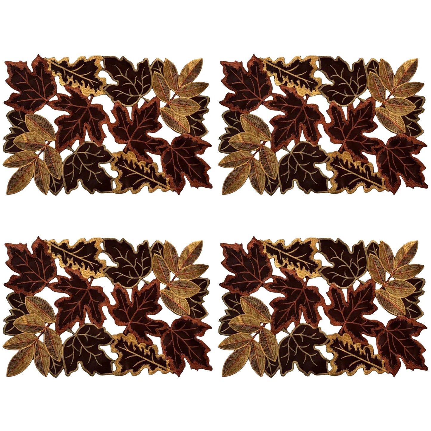 1 Pack Autumn Maple Leaf Embroidered Table Runner Fall Thanksgiving Harvest Table Placemats for Home Dinner Autumn Decorations
