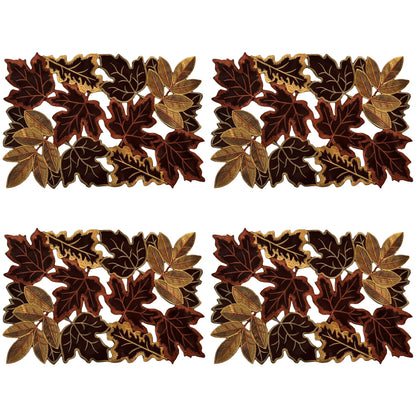 1 Pack Autumn Maple Leaf Embroidered Table Runner Fall Thanksgiving Harvest Table Placemats for Home Dinner Autumn Decorations