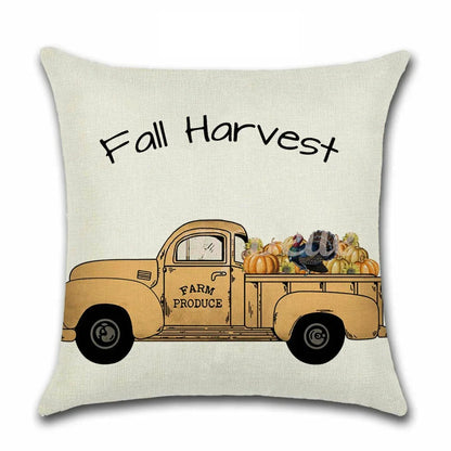 Thanksgiving Day Pillow Covers Pumpkin Truck Harvest Rustic Art Decor Cushion Cover Sofa Home Fall Autumn Farm 45*45 cm Printed