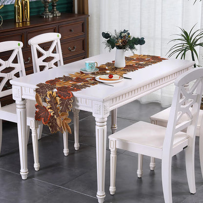 1 Pack Autumn Maple Leaf Embroidered Table Runner Fall Thanksgiving Harvest Table Placemats for Home Dinner Autumn Decorations