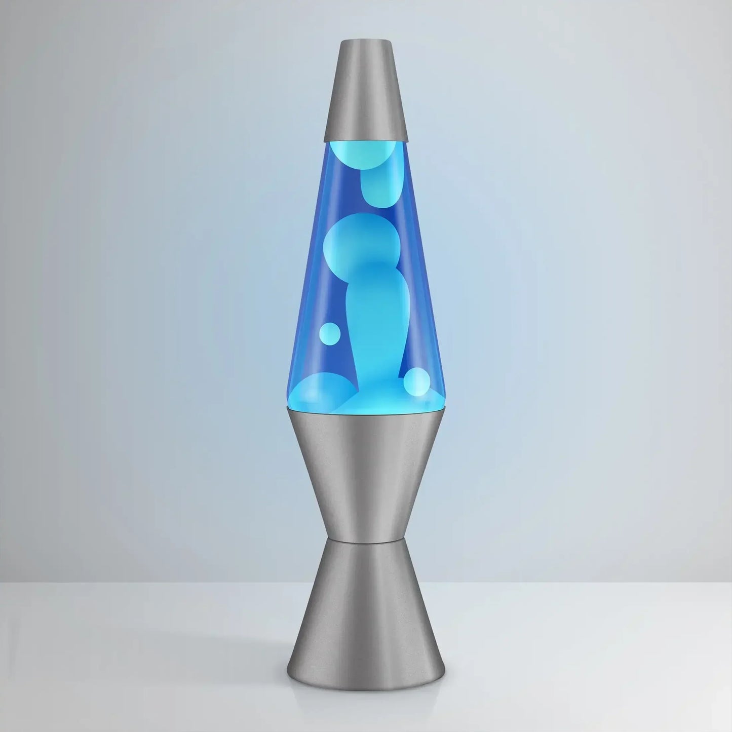 14.5" White Wax Lava Lamp Blue Liquid, Silver Base, 25W Bulb. Mood Lighting for Bedroom