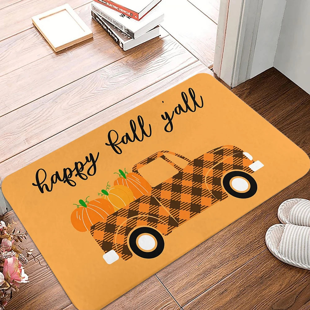 Fall Welcome Doormat  Fall Leaves Front Door Mat Indoor Outdoor Entrance Floor Mats Non-Slip Autumn Thanksgiving Home Decor Rugs