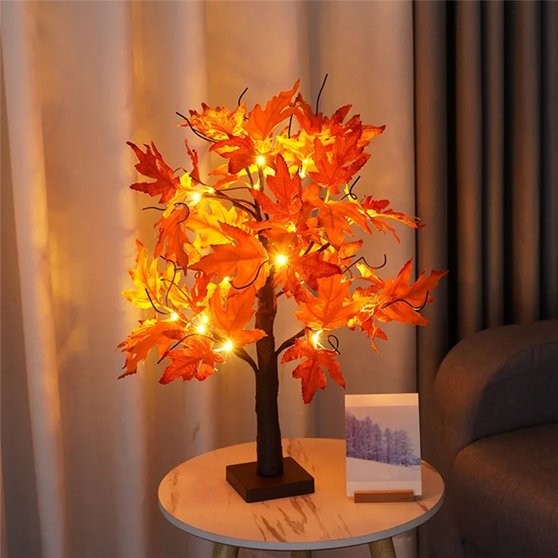 Autumn Decoration Maple Leaf Tree Lights With 24 Leds 60Cm Light Tree + Autumn Leaves Decoration For Table Autumn-New
