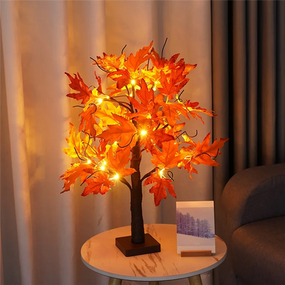 Autumn Decoration Maple Leaf Tree Lights With 24 Leds 60Cm Light Tree + Autumn Leaves Decoration For Table Autumn-New