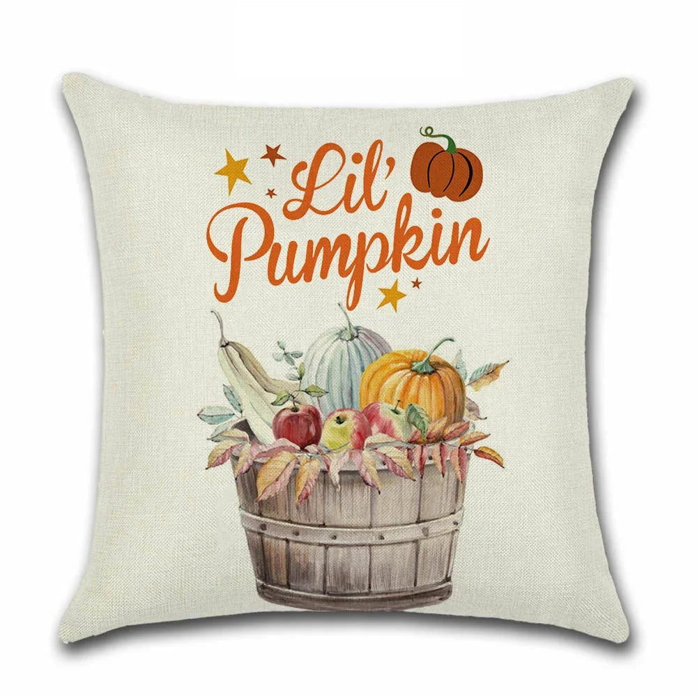 Thanksgiving Day Pillow Covers Pumpkin Truck Harvest Rustic Art Decor Cushion Cover Sofa Home Fall Autumn Farm 45*45 cm Printed