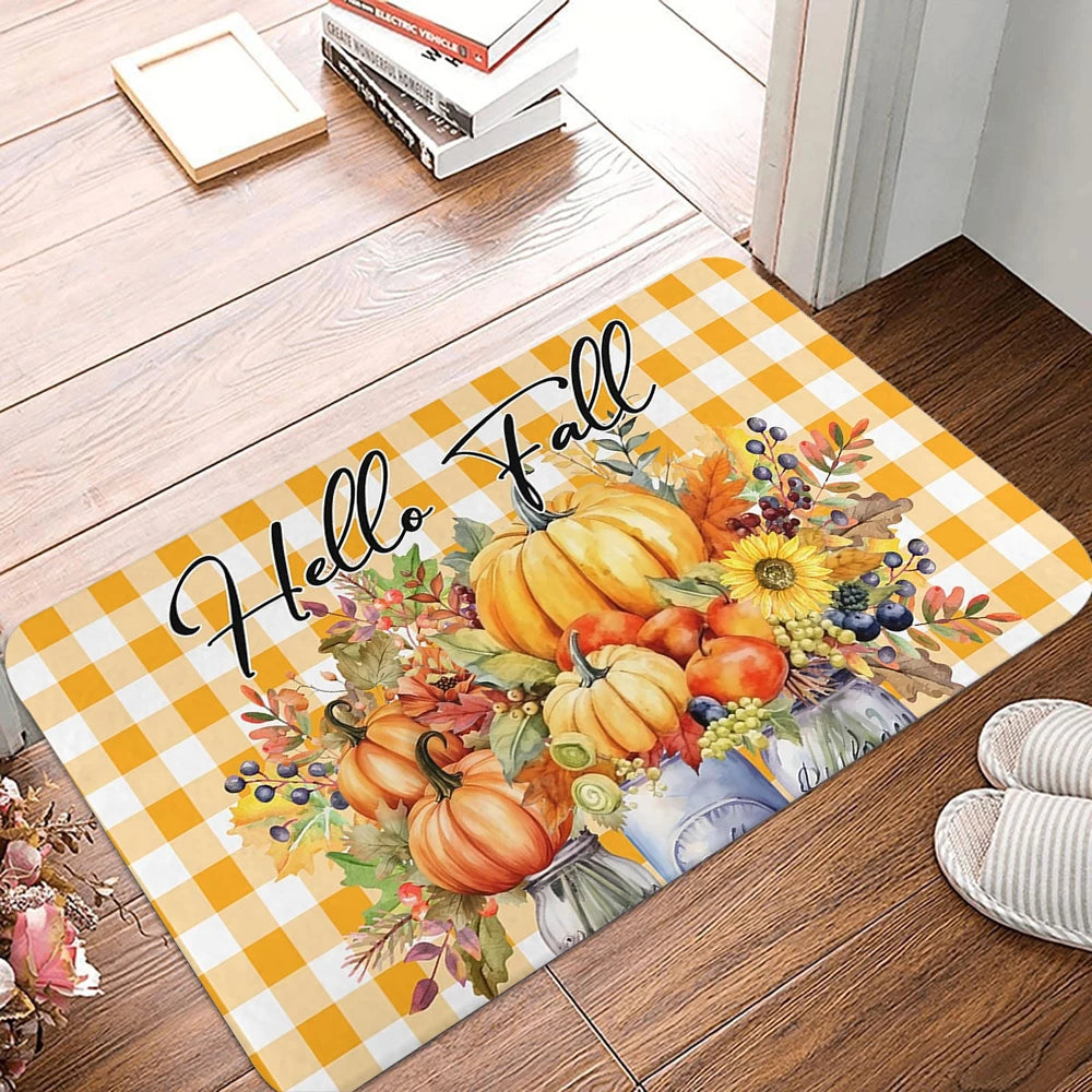 Fall Welcome Doormat  Fall Leaves Front Door Mat Indoor Outdoor Entrance Floor Mats Non-Slip Autumn Thanksgiving Home Decor Rugs