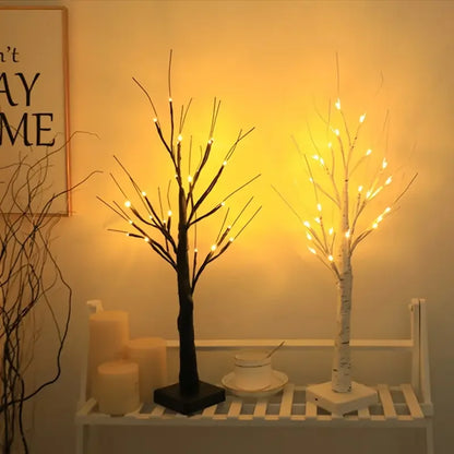 1pc 24 LED Birch Branches Tree Light Battery/USB Powered Tree Lamp For Home Party Bedroom Indoor Ornaments Festival Decoration