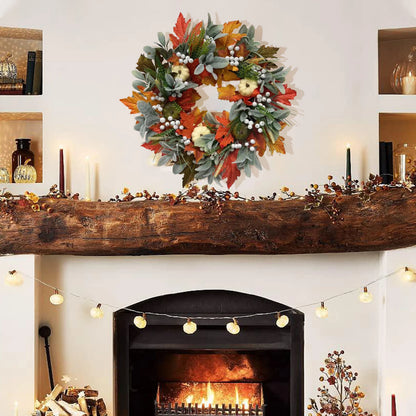 Fall Decorations For Home - 35/45cm Autumn Maple Leaf Pumpkin Pine Cone Berry Wreath - Fall Wreath For Thanksgiving Halloween Fa