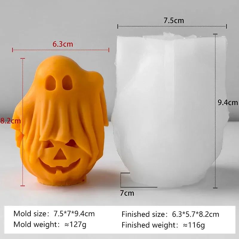 DIY Halloween Pumpkin Ghost Silicone Mold Aroma Candle Plaster Resin Ornaments Molds Halloween Decoration Candles Making