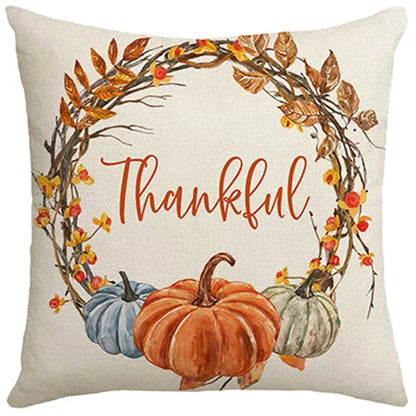 Thanksgiving Harvest Festival Throw Pillow Cover 18x18in Maple Leaf Pattern for Fall Thanksgiving Decor Living Room Bedroom