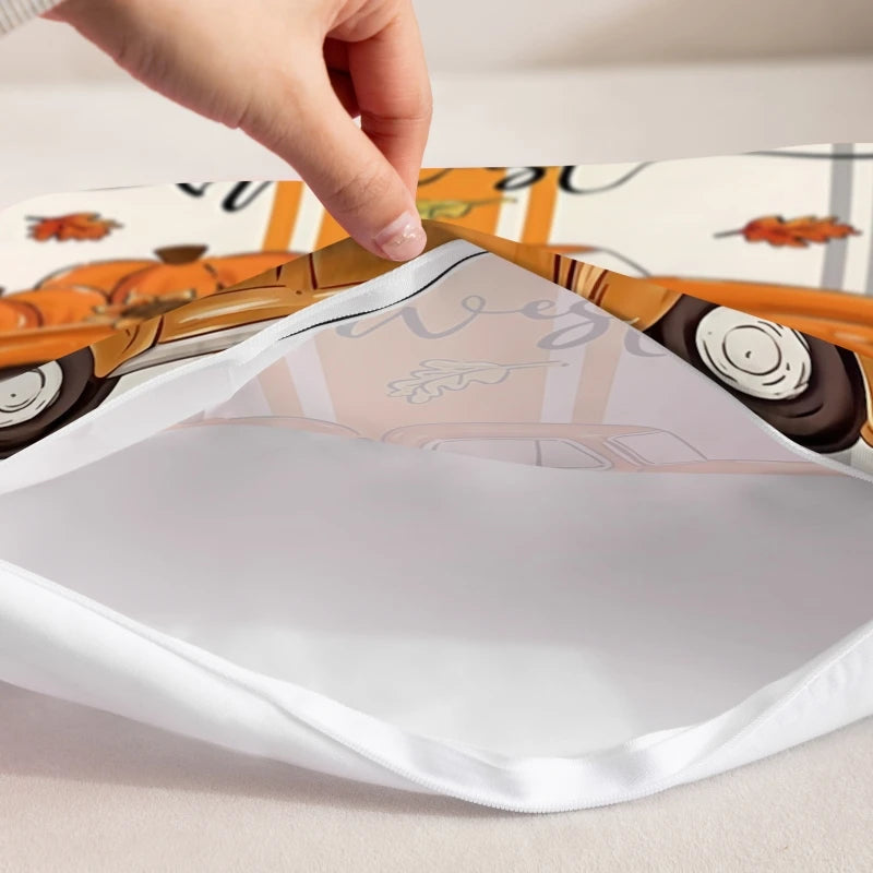 Thanksgiving Harvest Festival Throw Pillow Cover 18x18in Maple Leaf Pattern for Fall Thanksgiving Decor Living Room Bedroom