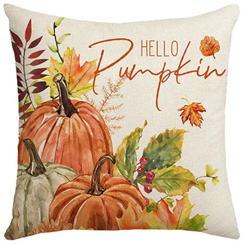 Thanksgiving Harvest Festival Throw Pillow Cover 18x18in Maple Leaf Pattern for Fall Thanksgiving Decor Living Room Bedroom