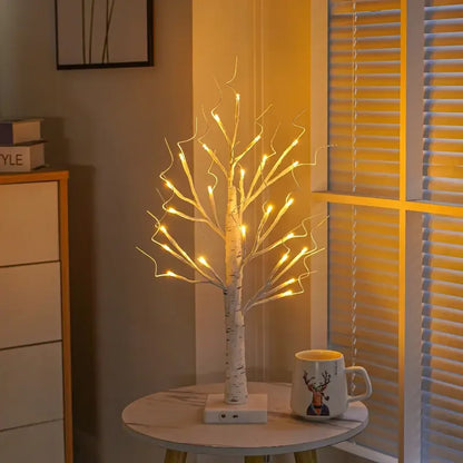 1pc 24 LED Birch Branches Tree Light Battery/USB Powered Tree Lamp For Home Party Bedroom Indoor Ornaments Festival Decoration
