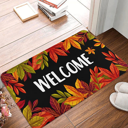 Fall Welcome Doormat  Fall Leaves Front Door Mat Indoor Outdoor Entrance Floor Mats Non-Slip Autumn Thanksgiving Home Decor Rugs