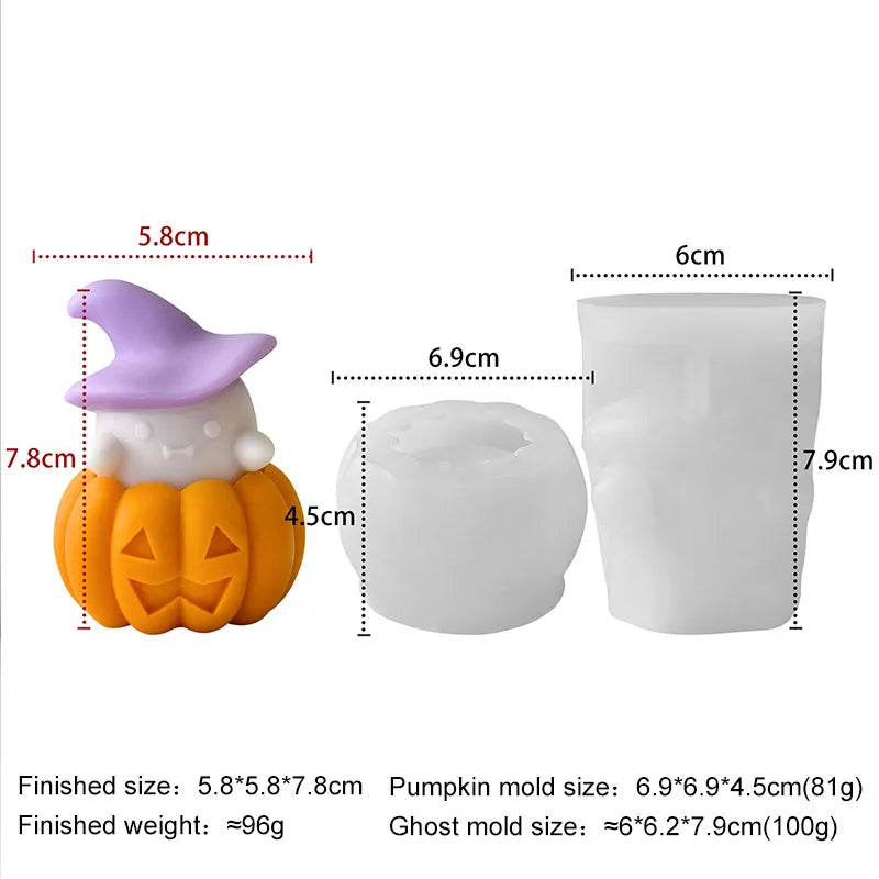 DIY Halloween Pumpkin Ghost Silicone Mold Aroma Candle Plaster Resin Ornaments Molds Halloween Decoration Candles Making