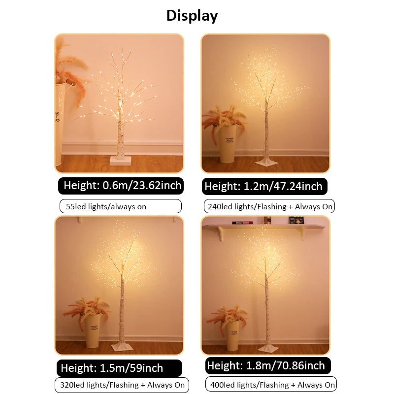 LED Birch Tree Bedroom Light for Landscape Luminous Decoration Home Room Decor New Year Christmas Gift Christmas Decoration