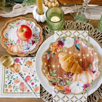 62pc Fall Thanksgiving Tableware Set Party Kit 16pcs 7 inch 9 inch Heavy Duty  Party Plates 30pcs 6.5 inch Durable Paper Napkin