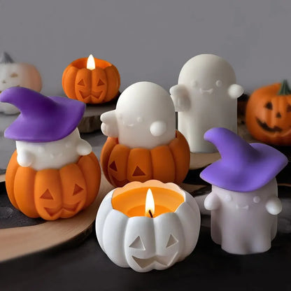 DIY Halloween Pumpkin Ghost Silicone Mold Aroma Candle Plaster Resin Ornaments Molds Halloween Decoration Candles Making