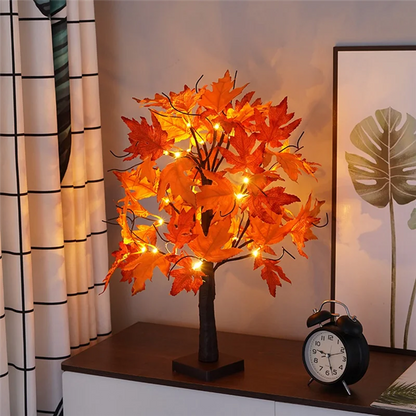 Autumn Decoration Maple Leaf Tree Lights With 24 Leds 60Cm Light Tree + Autumn Leaves Decoration For Table Autumn-New