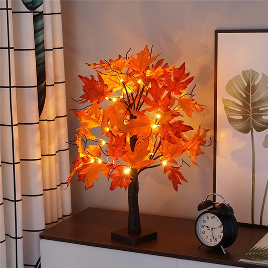 Autumn Decoration Maple Leaf Tree Lights With 24 Leds 60Cm Light Tree + Autumn Leaves Decoration For Table Autumn-New