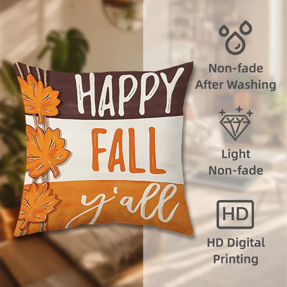 Thanksgiving Harvest Festival Throw Pillow Cover 18x18in Maple Leaf Pattern for Fall Thanksgiving Decor Living Room Bedroom