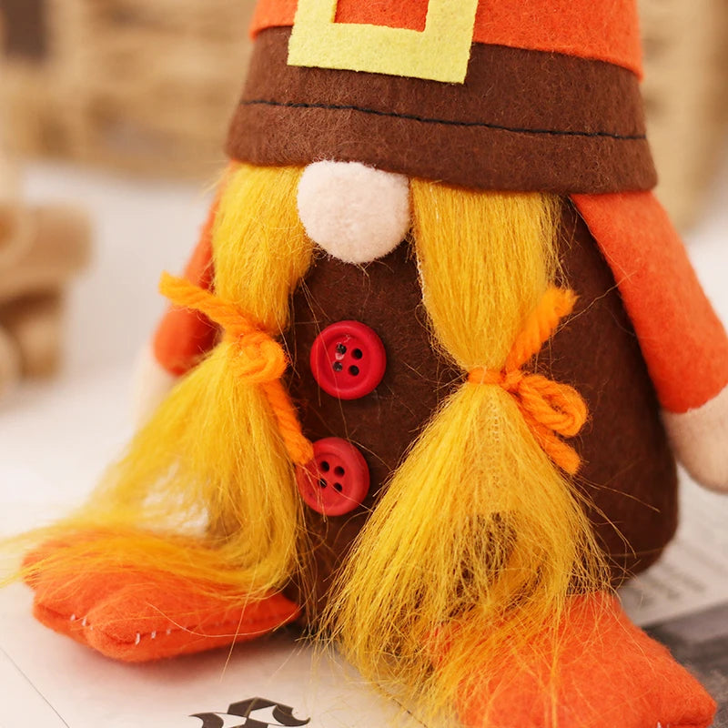 ﻿ Halloween Gnome Decorations,Handmade Pumpkin turkey Ornaments Swedish Tomte Nordic Plush Elf Doll Nisse Adorable Gnome ﻿