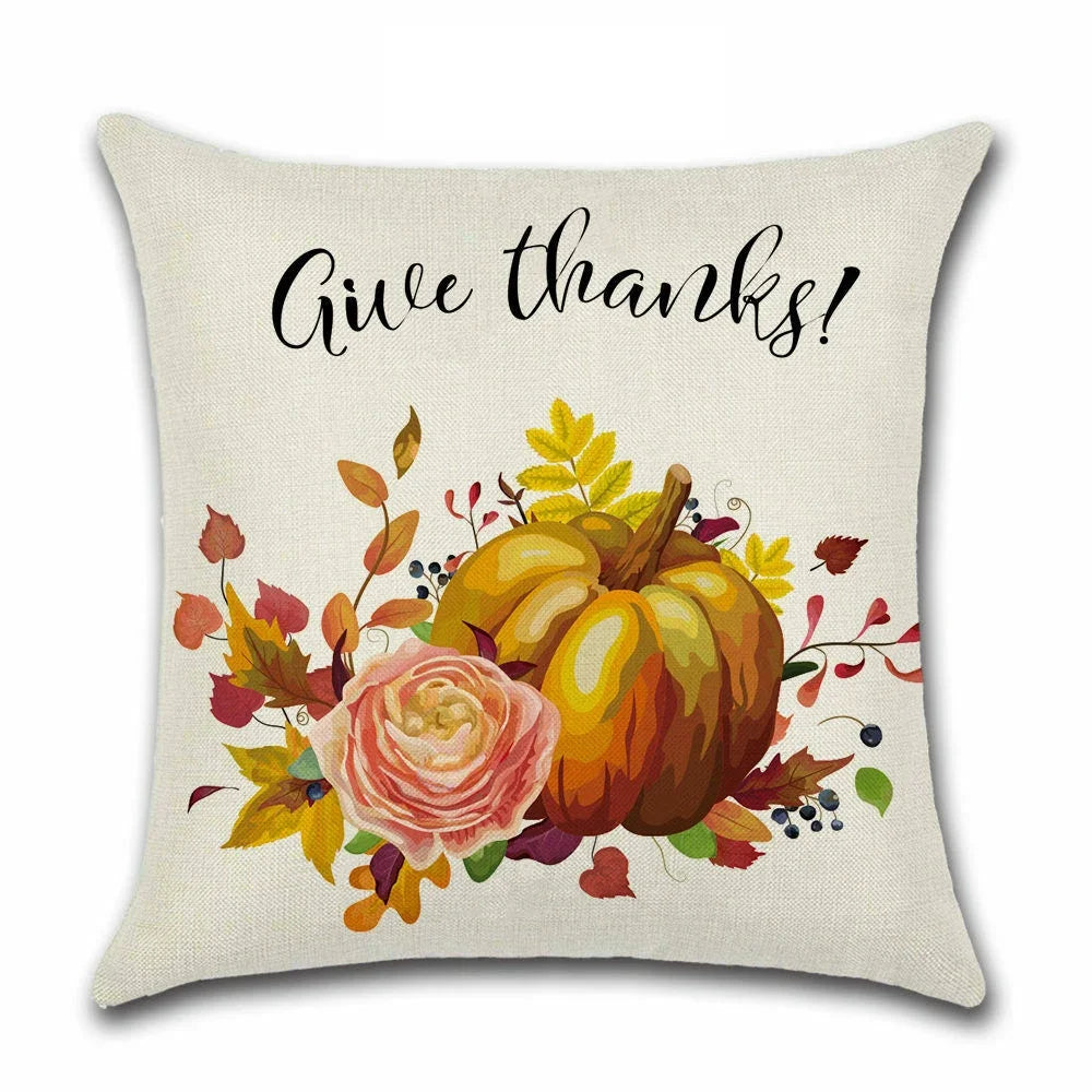 Thanksgiving Day Pillow Covers Pumpkin Truck Harvest Rustic Art Decor Cushion Cover Sofa Home Fall Autumn Farm 45*45 cm Printed