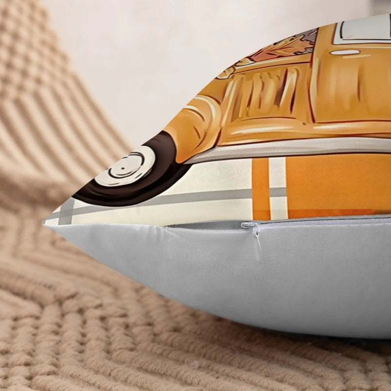 Thanksgiving Harvest Festival Throw Pillow Cover 18x18in Maple Leaf Pattern for Fall Thanksgiving Decor Living Room Bedroom