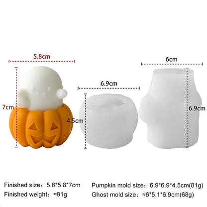 DIY Halloween Pumpkin Ghost Silicone Mold Aroma Candle Plaster Resin Ornaments Molds Halloween Decoration Candles Making