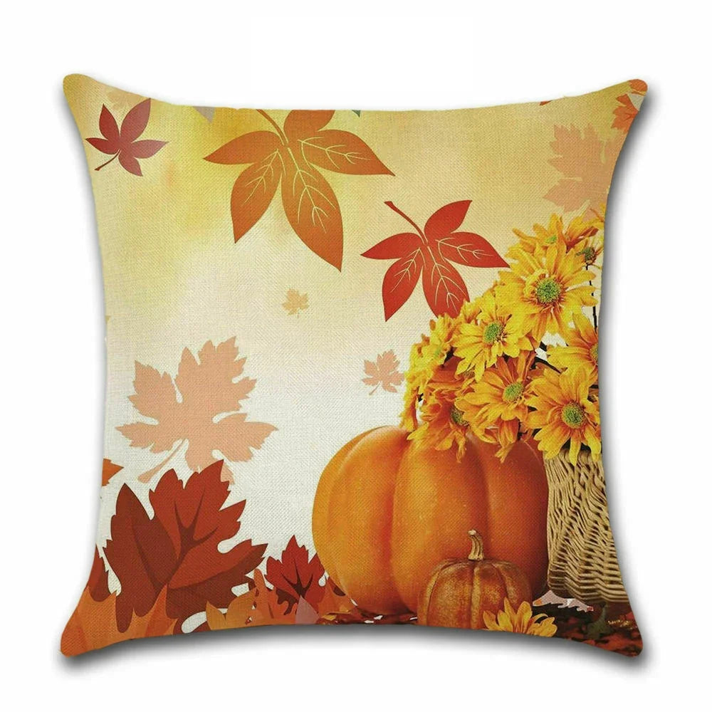 Thanksgiving Day Pillow Covers Pumpkin Truck Harvest Rustic Art Decor Cushion Cover Sofa Home Fall Autumn Farm 45*45 cm Printed
