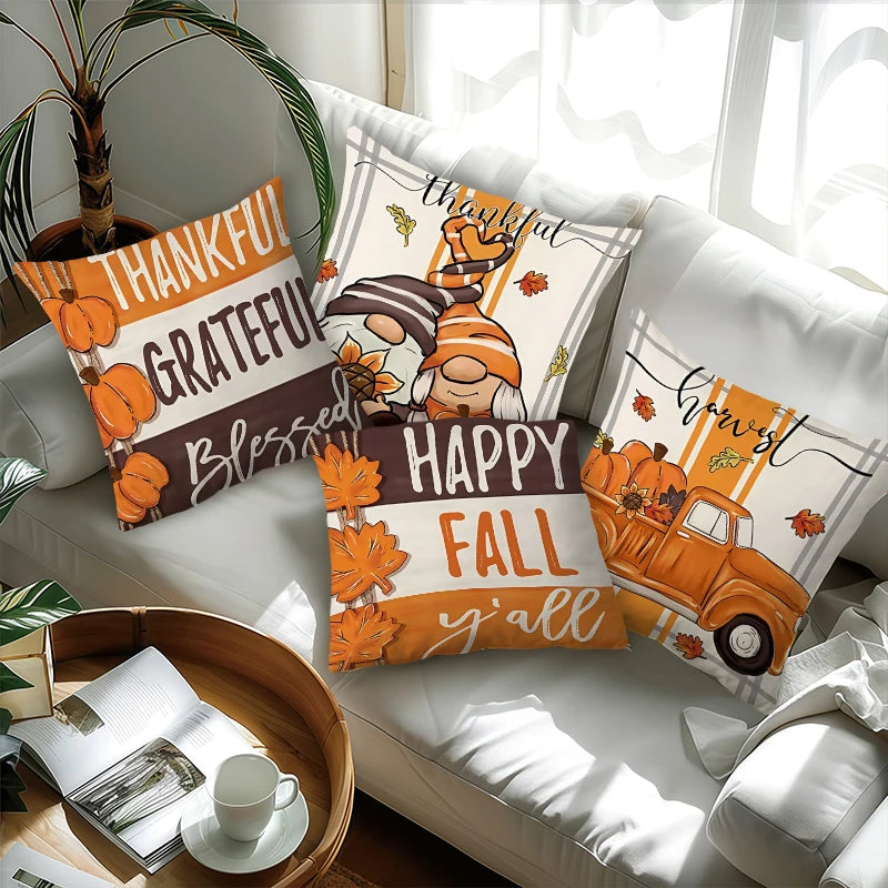 Thanksgiving Harvest Festival Throw Pillow Cover 18x18in Maple Leaf Pattern for Fall Thanksgiving Decor Living Room Bedroom