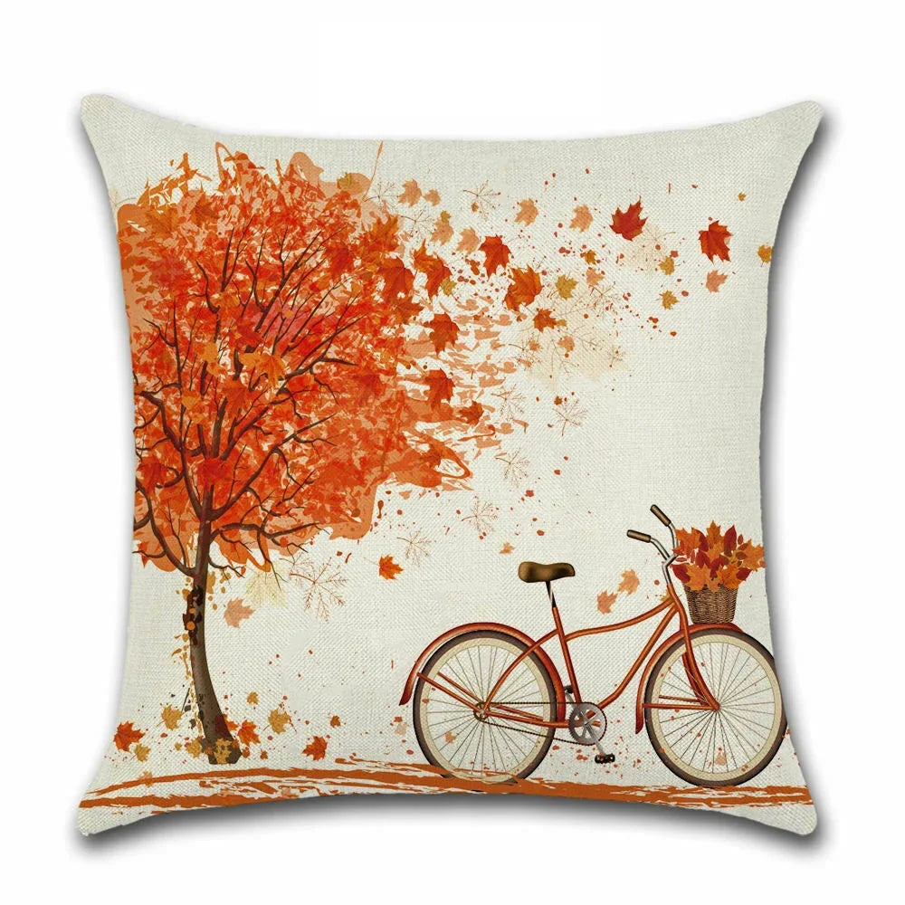 Thanksgiving Day Pillow Covers Pumpkin Truck Harvest Rustic Art Decor Cushion Cover Sofa Home Fall Autumn Farm 45*45 cm Printed
