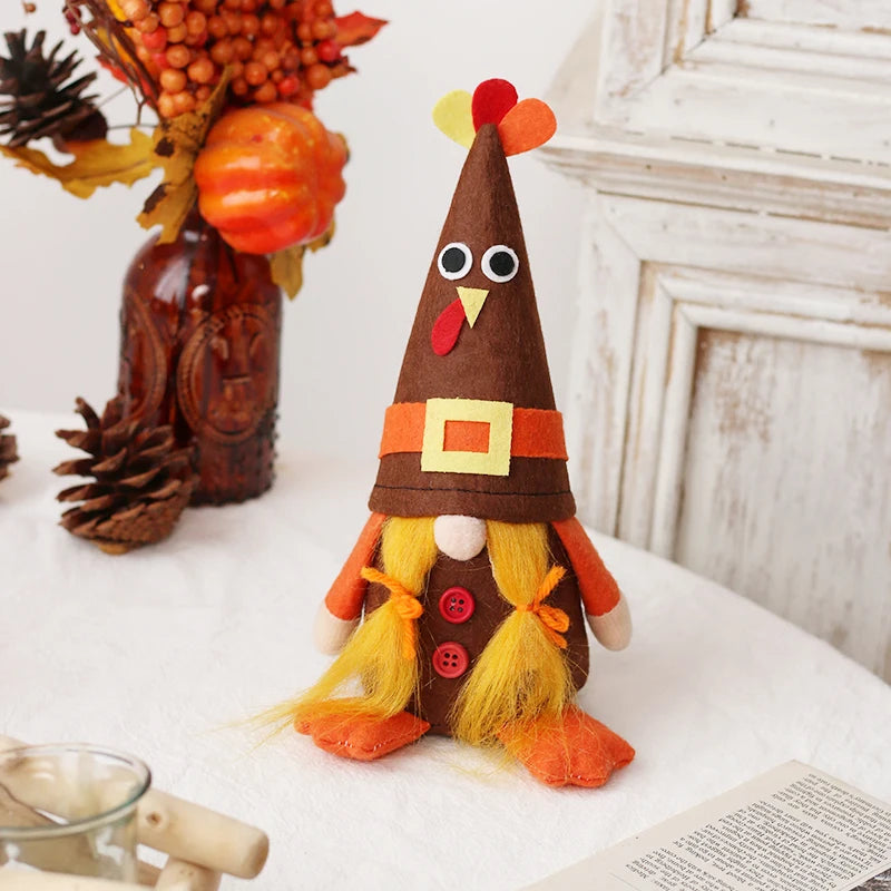 ﻿ Halloween Gnome Decorations,Handmade Pumpkin turkey Ornaments Swedish Tomte Nordic Plush Elf Doll Nisse Adorable Gnome ﻿